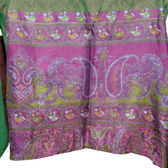 SILK Bolero Top Crop Top Coverup Silk Blazer Short Jacket Butterfly Sleeve Top S - Picture 11 of 14